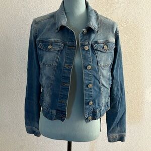 Celebrity Pink  Blue Western Denim Cropped Distressed Jacket